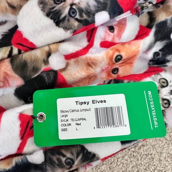 New Tipsy Elves Men's Meowy Catmus Jumpsuit Size L - Picture 7 of 8